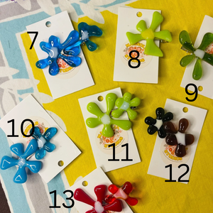 Glass Flower Hair Clips
