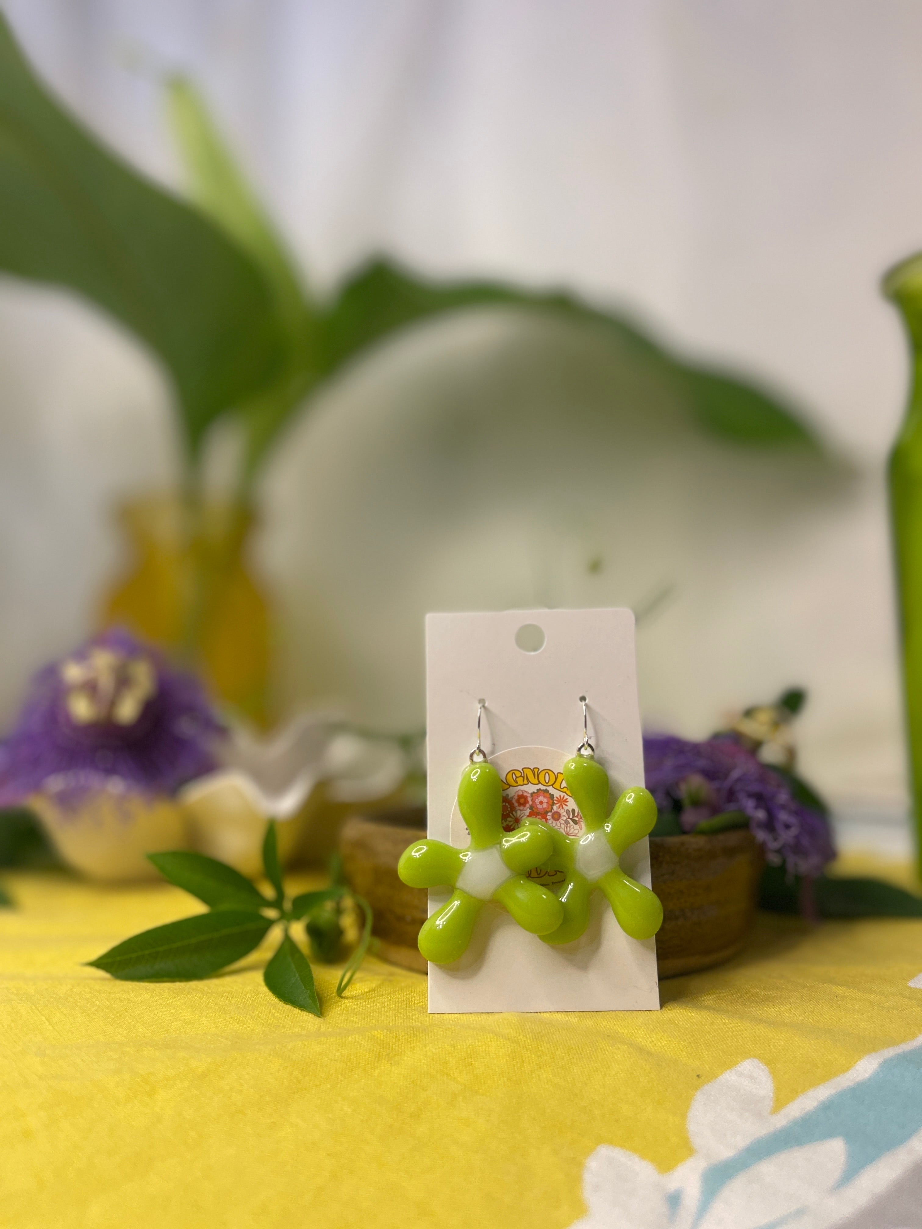 Glass Flower Earrings #07