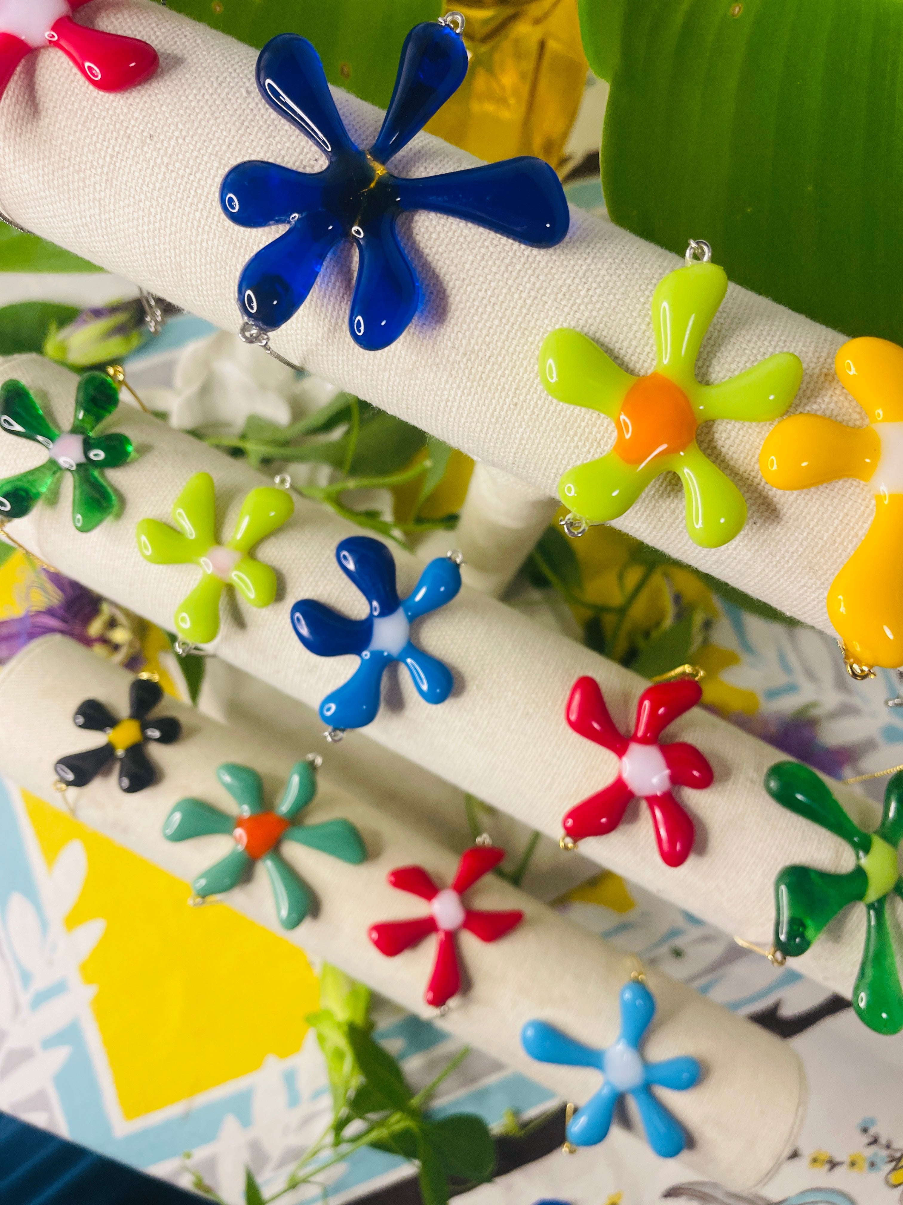 Glass Flower Bracelets
