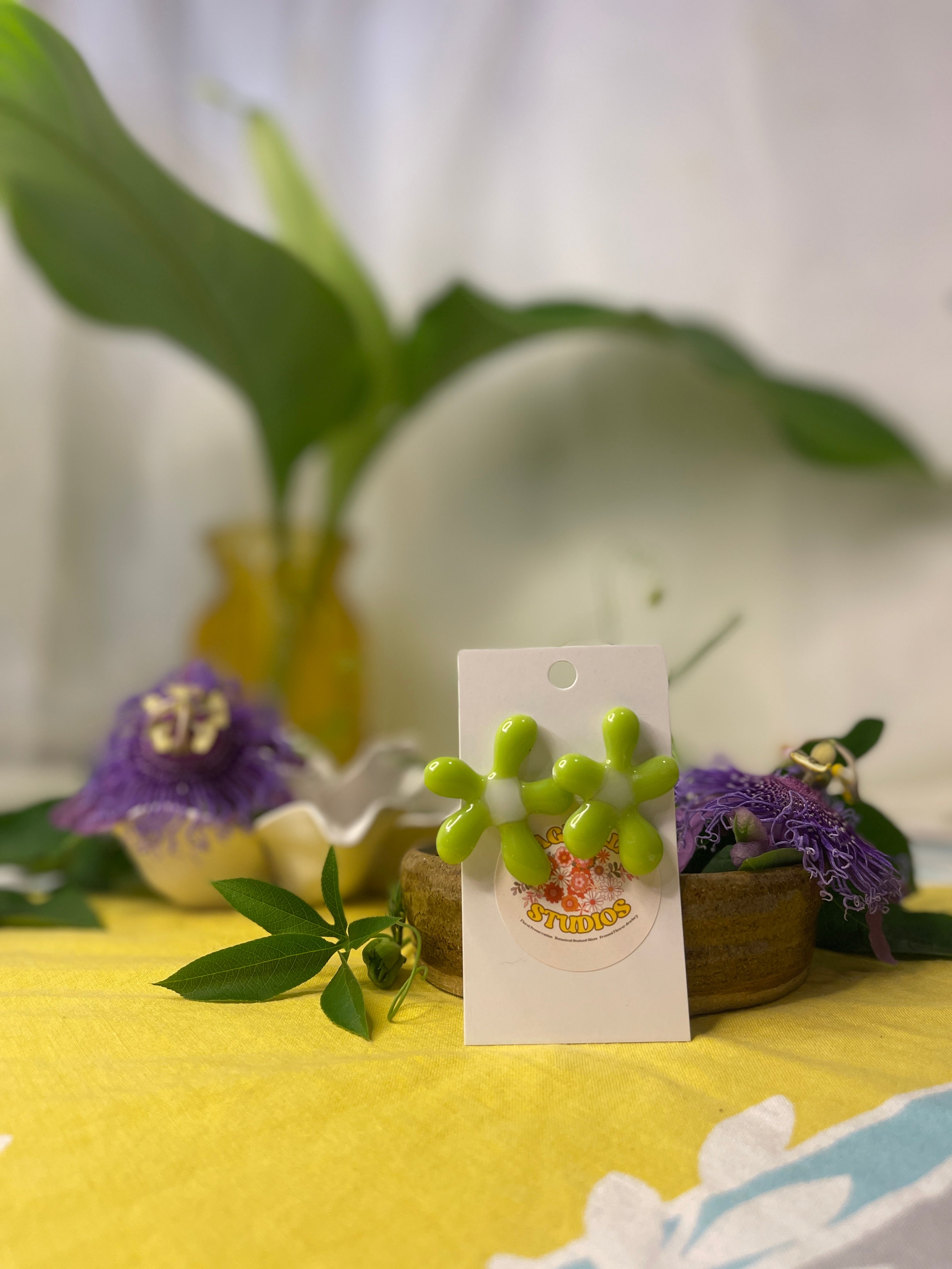 Glass Flower Earrings #02
