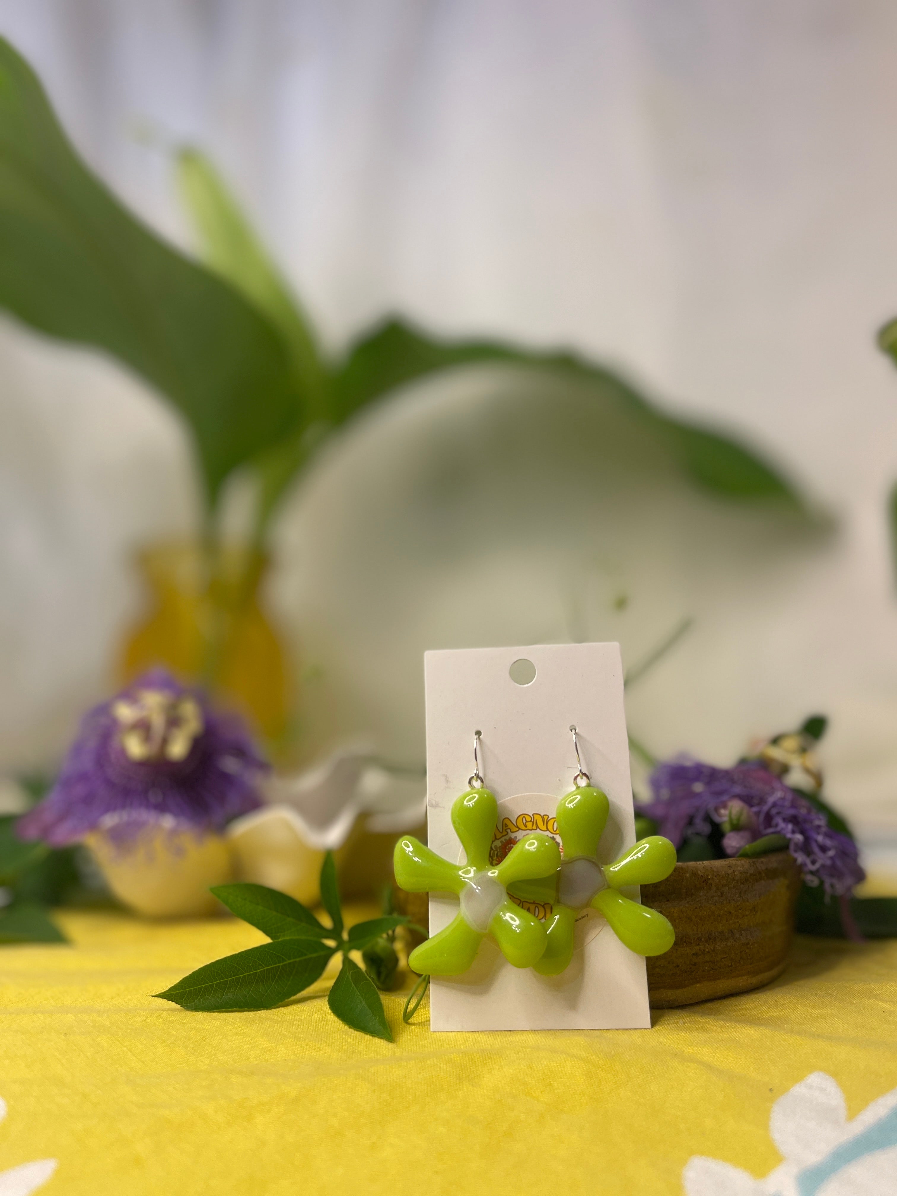 Glass Flower Earrings #06