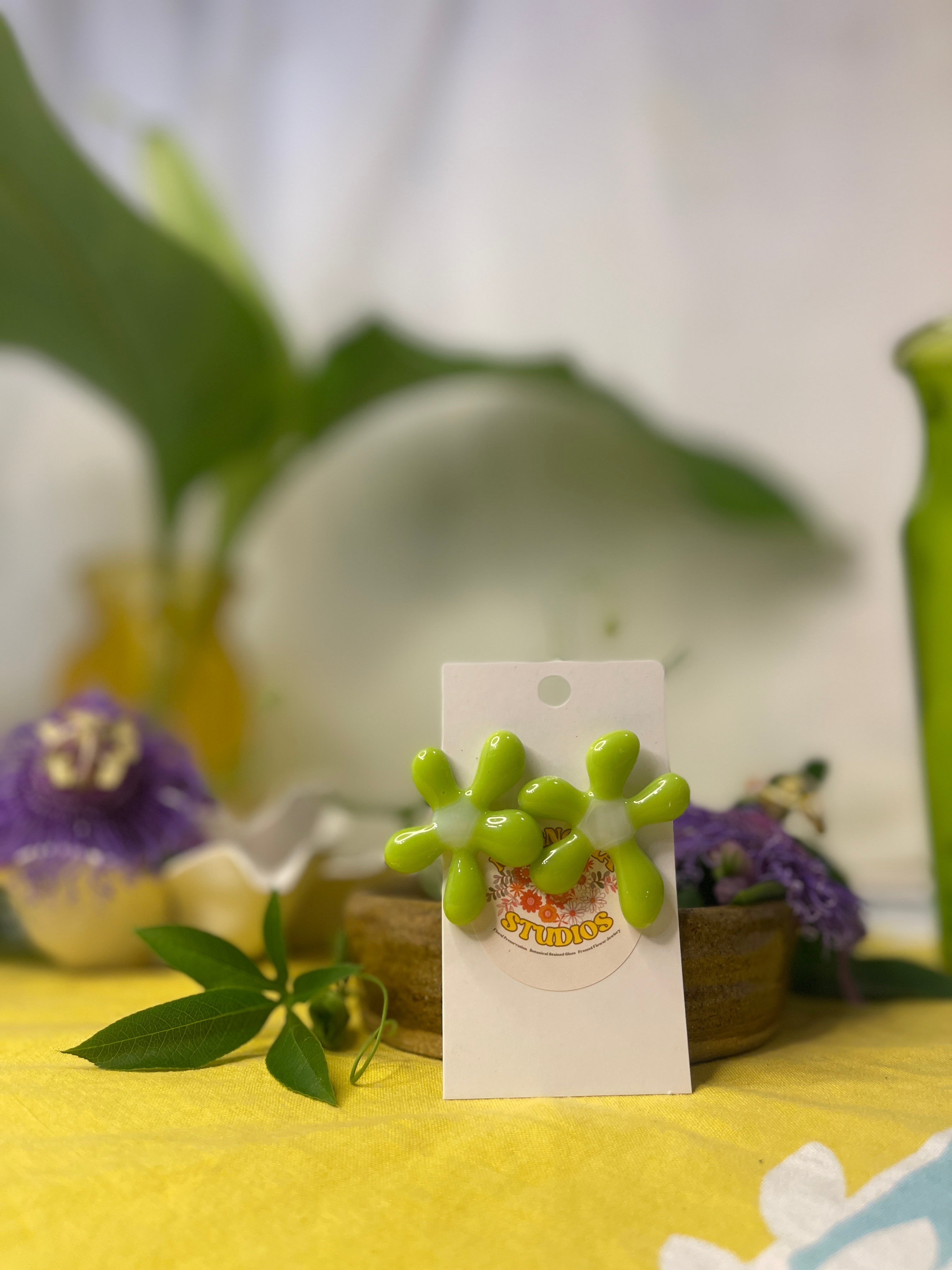 Glass Flower Earrings #09