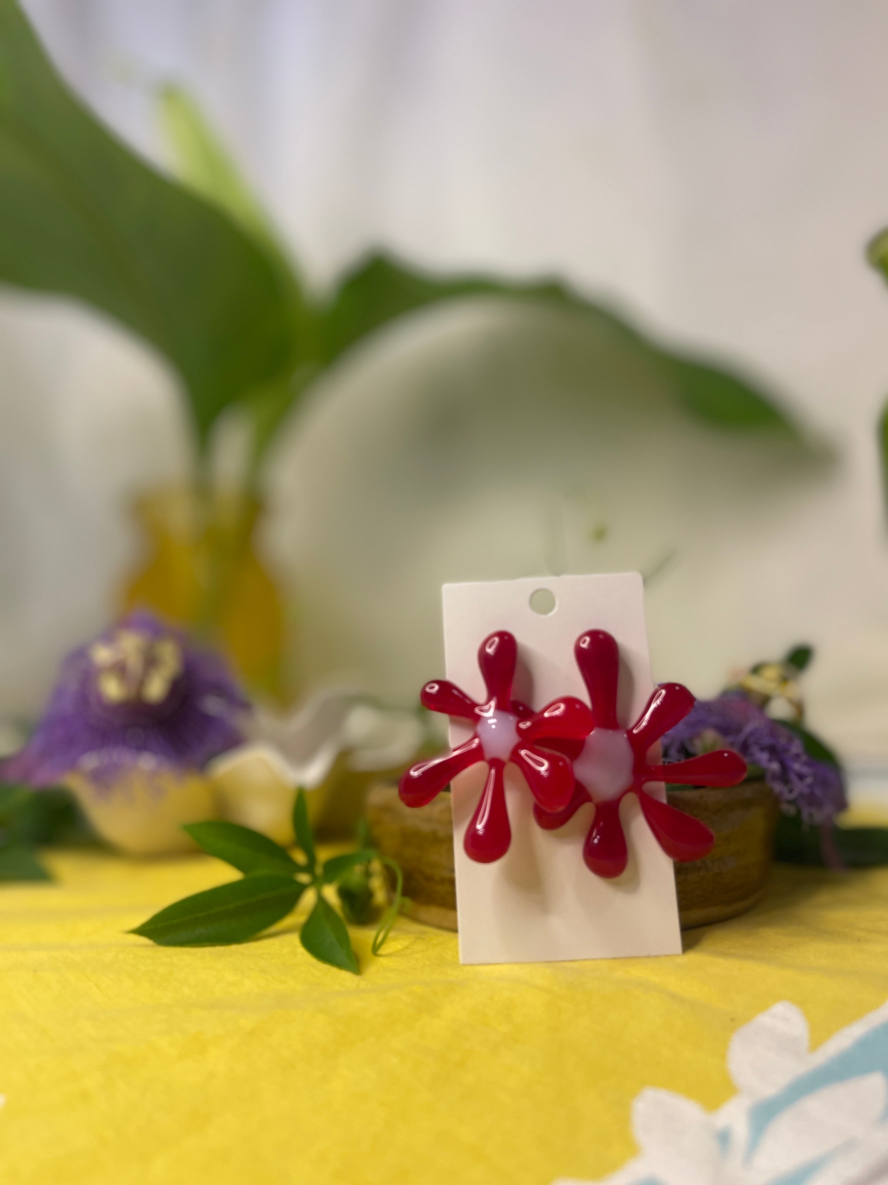 Glass Flower Earrings #03