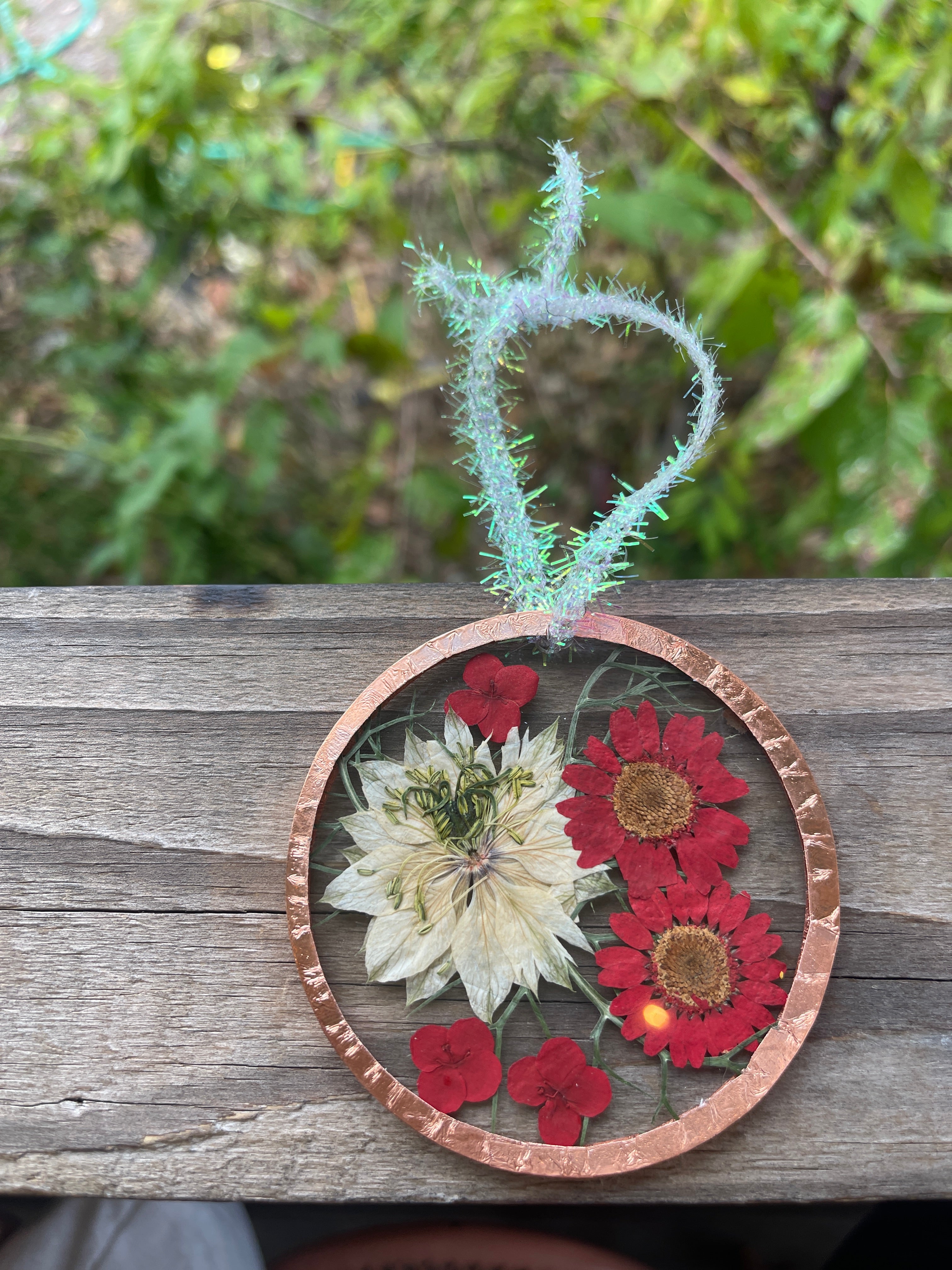 Pressed Flower Ornament – Real Pressed Flowers in 3” Acrylic