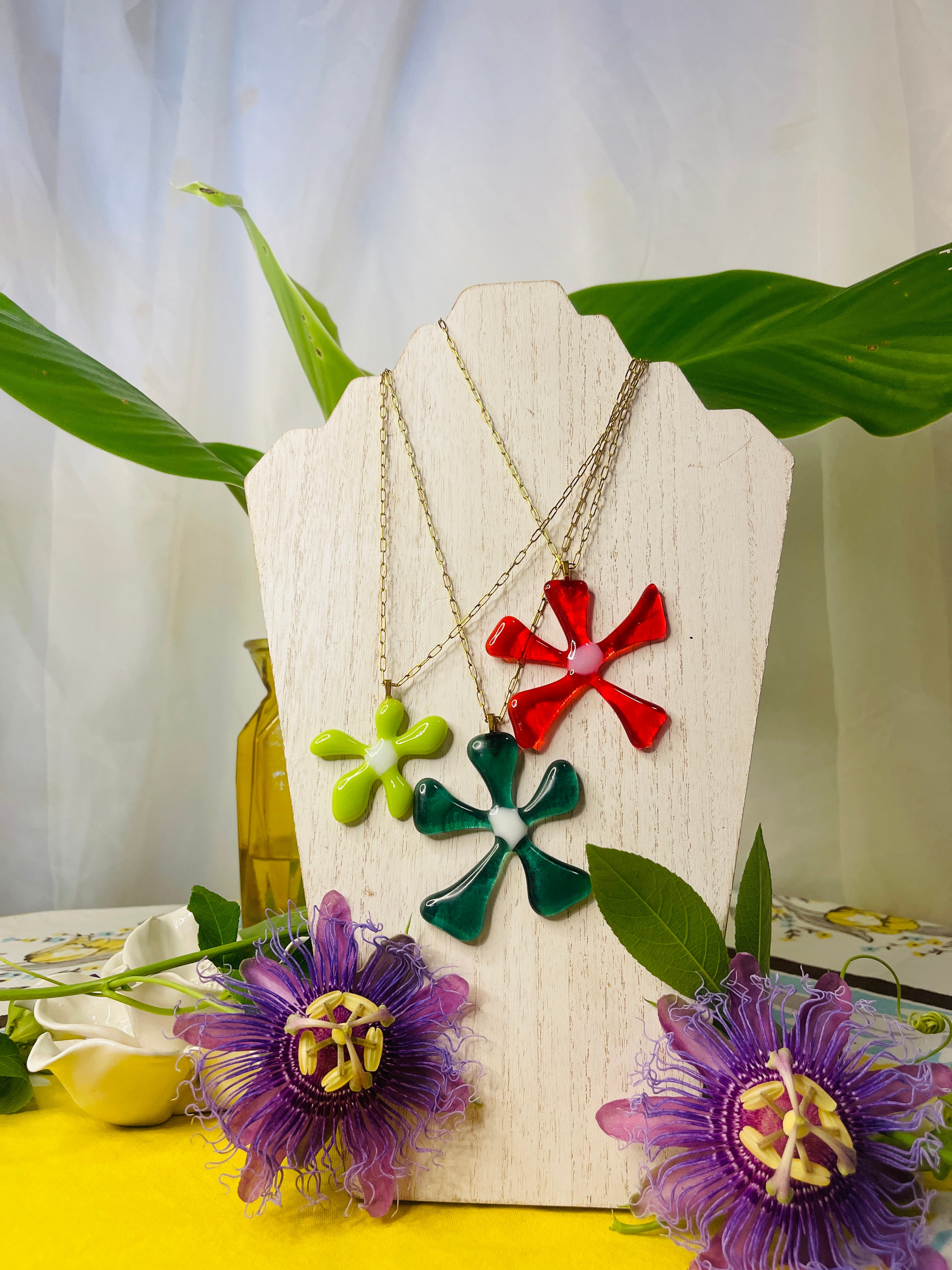 Glass Flower Necklace — Set 5