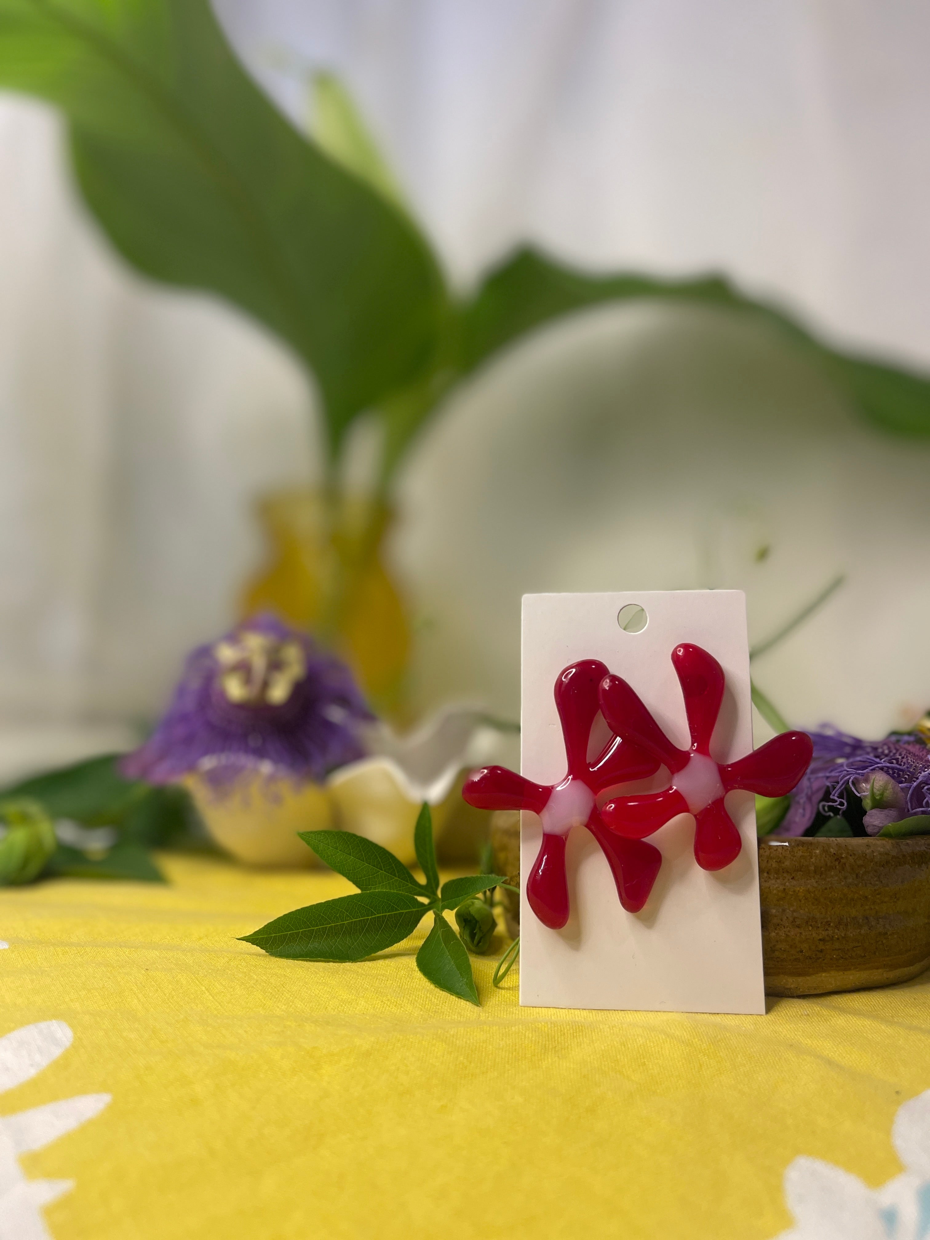 Glass Flower Earrings #04