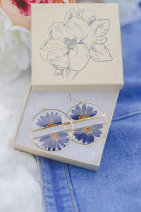 Real Pressed Flower Earrings | Deep Purple Daisy | Daisy Split Design | Football and Florals
