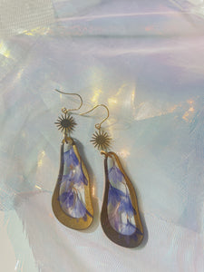 Oyster Shape Floral Earrings