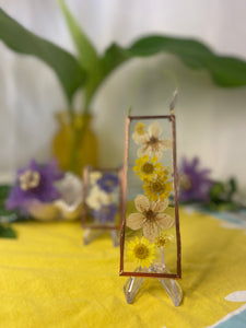 Pressed Flower Frame- Yellow Daisies and Cherry Blossoms