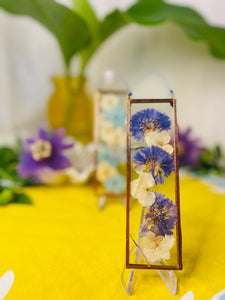 Pressed Flower Frame- Bachelor Buttons & Hydrangeas