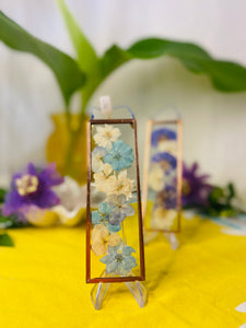 Pressed Flower Frame- Blue & White Delphiniums