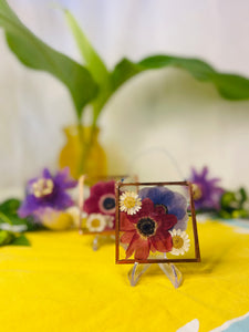 Pressed Flower Frame- Red & Purple Anemone