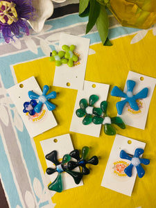 Glass Flower Hair Clips