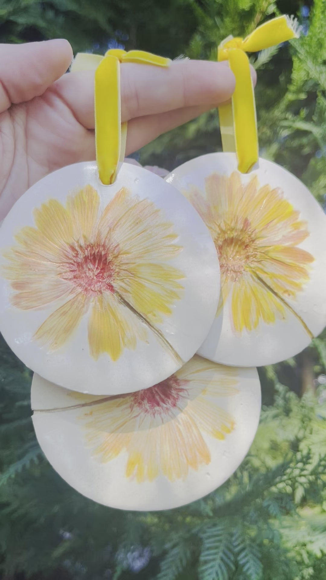 Real Pressed Flower Ceramic Ornament | Botanical Impression | Floral Design | Louisiana Artist