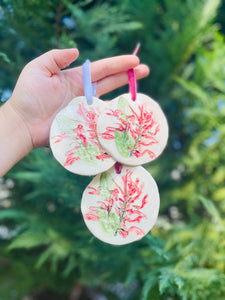 Real Pressed Flower Ceramic Ornament | Botanical Impression | Floral Design | Louisiana Artist
